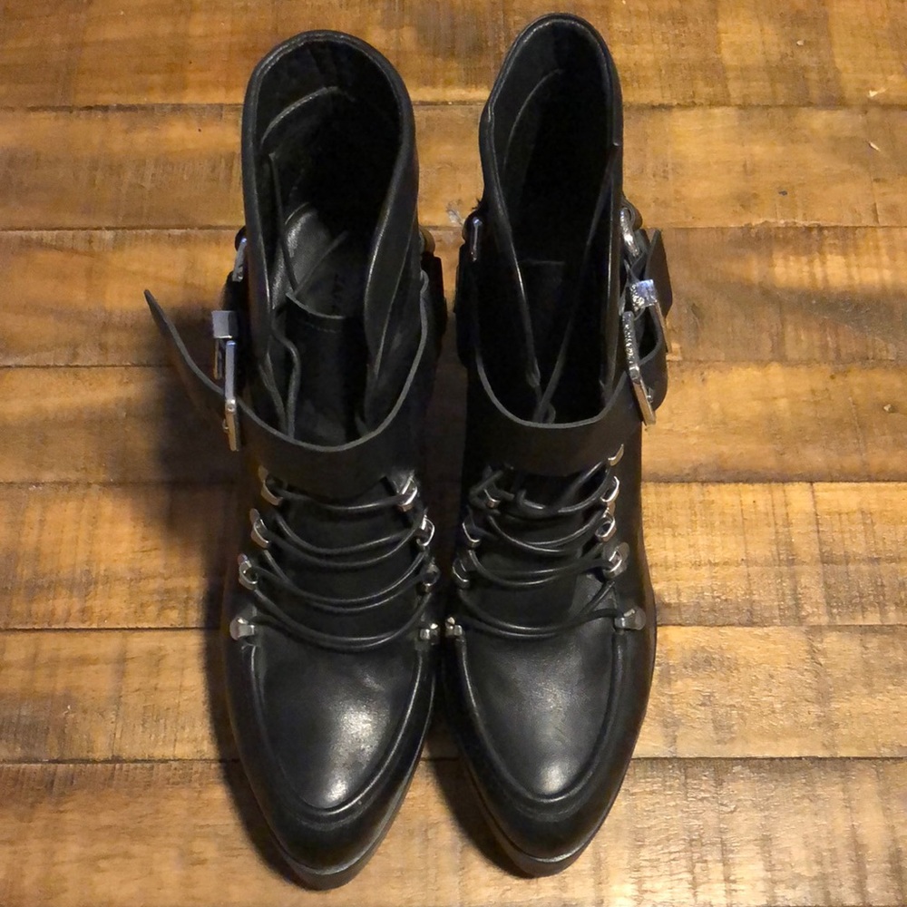 Zara lace up black booties